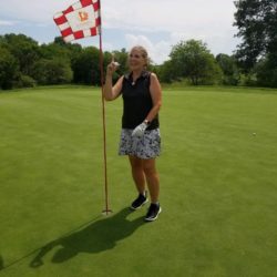 8.29.2021 Hole in One - Me at flag Pamela Borup, Waukee
